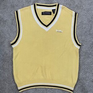 Vintage Pelle Pelle Marc Buchanan Sweater Vest XL Yellow Knit V-Neck Hip Hop Y2K